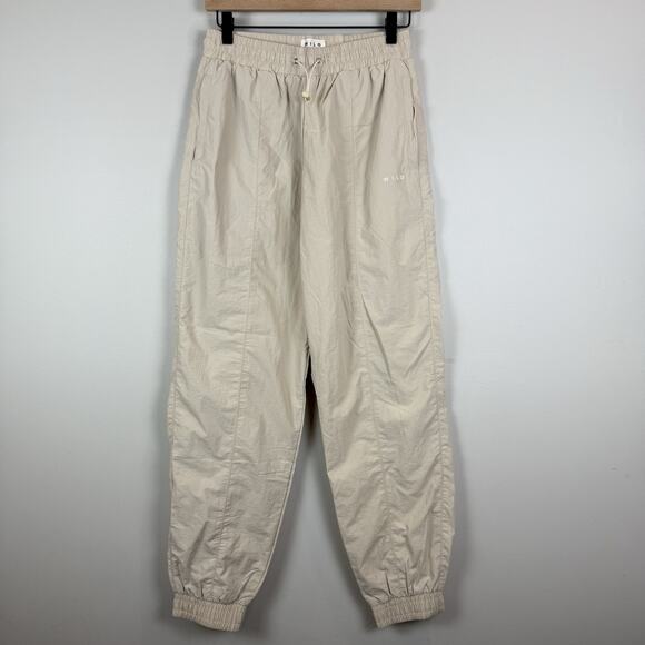 WILO The Label Parachute Track Pants Womens Small Beige Drawcord Waist Joggers‎ - Picture 2 of 9
